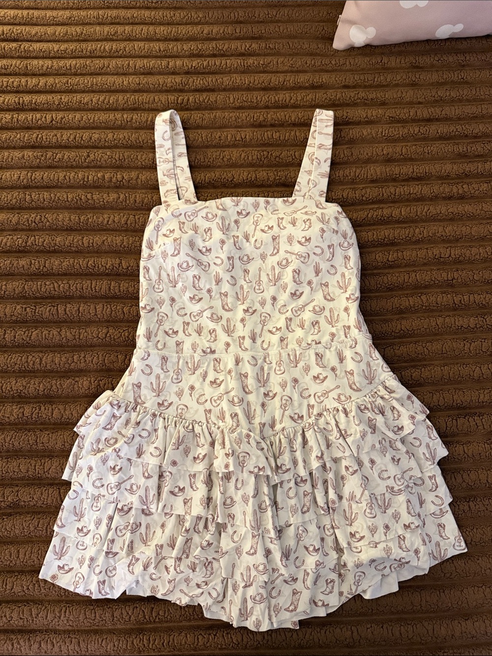 JoyLab White Mini Dress with Pink Western Print